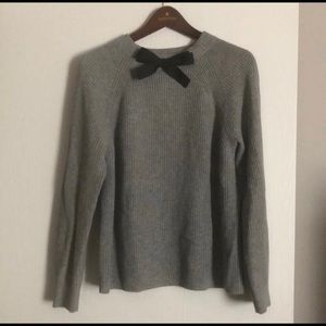 J Crew grey sweater with black bow